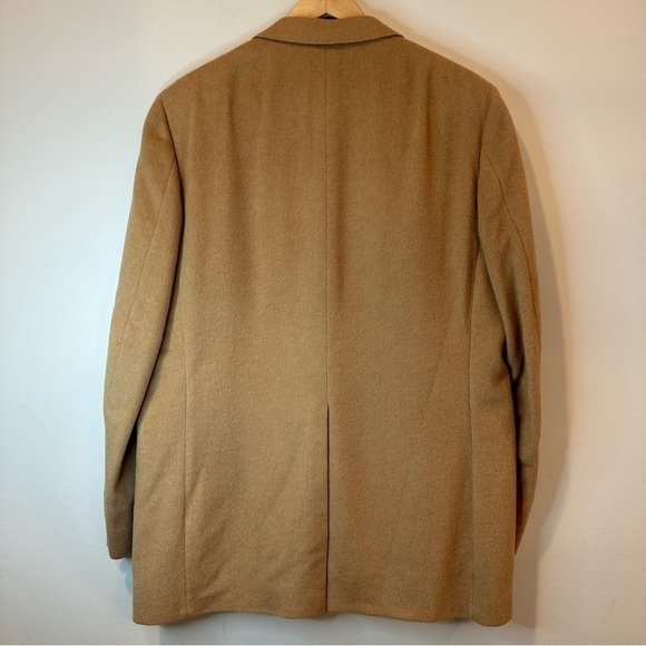 DAKS London New York Camel Sport Coat Jacket Blazer Leather Accent Buttons 46R - Picture 5 of 10